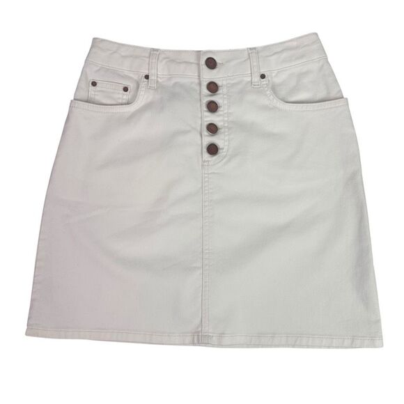 Boden Women's Girlfriend Button Fly 6P White Denim Mini Skirt - Picture 2 of 8